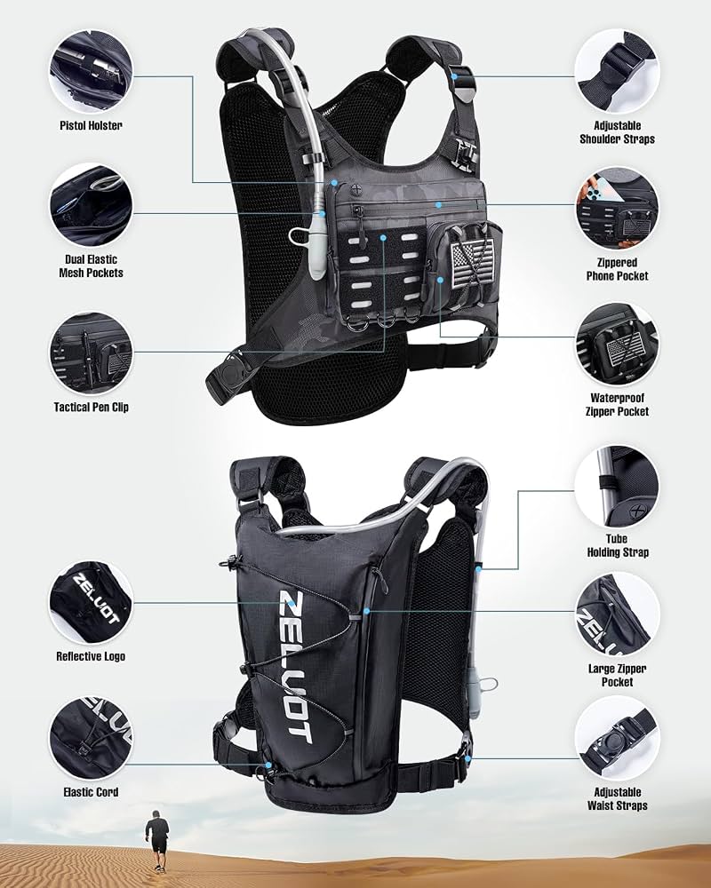 Gilet Tactique Multifonction avec Sac d’Hydratation
