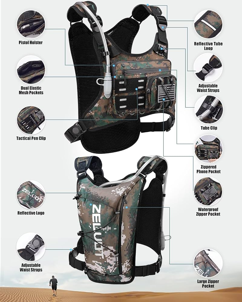 Gilet Tactique Multifonction avec Sac d’Hydratation