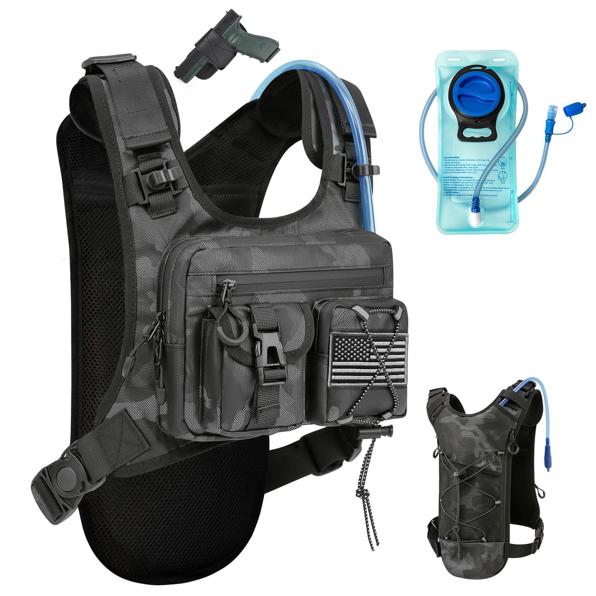Gilet Tactique Multifonction avec Sac d’Hydratation